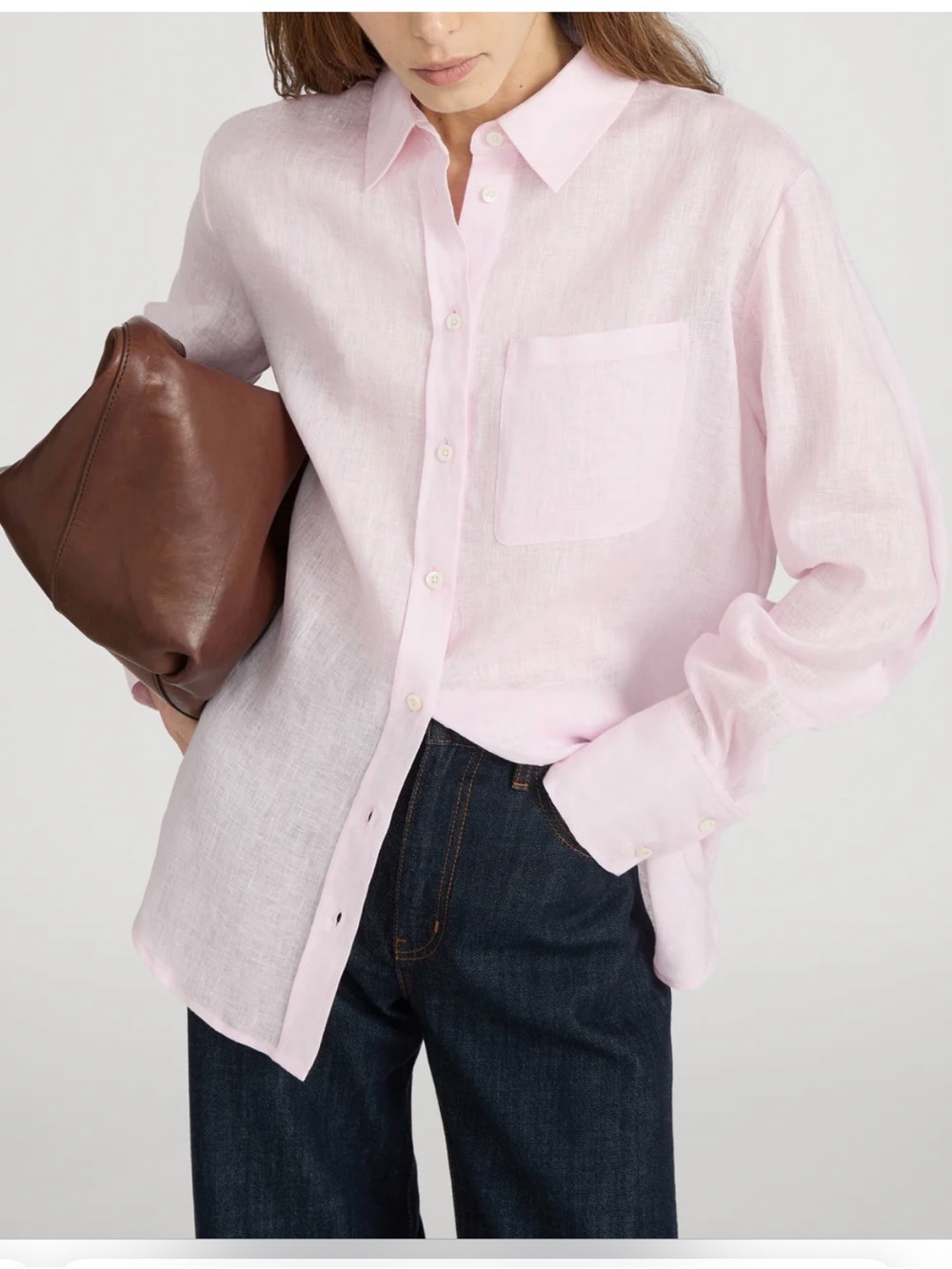Frame linen Boy-Shirt in light pink bubblegum XS